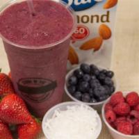 Fruit Blast · 24 oz. of strawberries, raspberries, blueberries, coconut flakes, four berry puree, and almo...