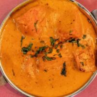 Chicken Tikka Masala · Tender boneless chunks of chicken, broiled in the tandoor, then cooked in a rich tomato, oni...