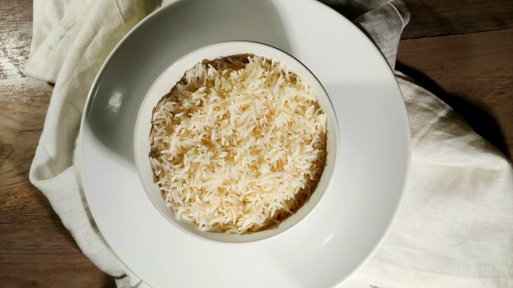 Rice · Plain boiled basmati rice.