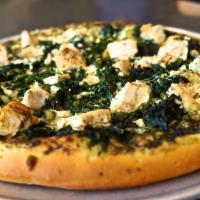 Catering Millennium 3 Pizza · Organic basil pesto sauce, mozzarella, spinach, seasoned chicken and gorgonzola cheese.