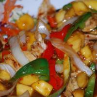 Mango Stir Fried · Sliced mangoes and your choice of protein stir fried in our chef’s spicy sweet and sour sauc...