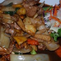 Walnut World · Your choice of protein stir fried with onions, baby corn, pineapple chunks, mangoes, carrots...
