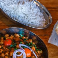 Chickpea Curry · Braised white chickpea, tangy tomato sauce.