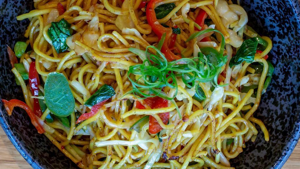 Chow Mein (Veggie) · Stir-fried fresh noodles, garlic, soy sauce.