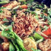 Vegetarian Pho · Tofu, bok choy, carrots, bean sprouts, green onions and cilantro served in a vegetarian brot...