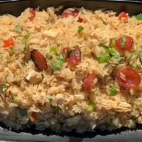 Fried Rice · Fried rice with delicious pork sausage, bell peppers, onions, lemon basil, and your choice o...