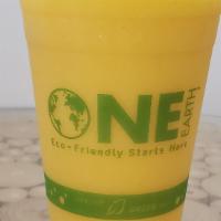 Peach Me Up · Peach, banana, mango and apple juice or coconut water.