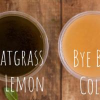 Bye-Bye Cold (3 Oz) · Organic ginger, lemon juice, and cayenne pepper.