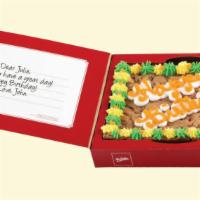Cookie Card · Semi-sweet chocolate cookie cake with custom message - two hours notice required. One-two se...
