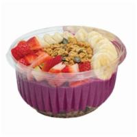 Açaí Bowl · Açaí puree blended to perfection topped with seasonal berries, bananas, granola, coconut, an...