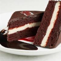 Tortine · red velvet cake with cream cheese filling dripped in chocolate