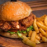 Crispy Chicken Burger · Golden-crispy chicken fillet, customer's choice of cheese, mayo, lettuce and tomatoes. Serve...