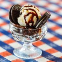 Brownie Sundae · Fresh-baked chocolate brownie, vanilla ice cream, chocolate sauce, whipped cream  and a cher...