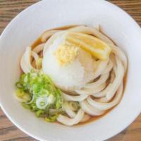 Oroshi Sauce · Hand-made udon noodles lightly dressed with our signature dashi soy sauce and topped with fr...