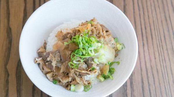 Gyu-Don Beef Rice Bowl · Steamed rice bowl topped with our sukiyaki beef and onions.