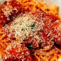 Spaghetti & Meatballs · House-made marinara. Gram's meatball's. Basil.