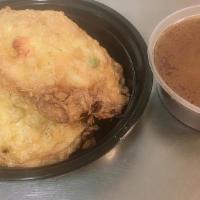 Shrimp Egg Foo Young · Served with fried rice or white rice and wonton soup or egg drop soup.