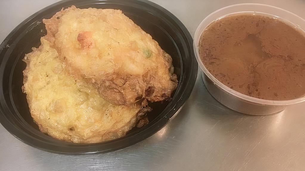 Shrimp Egg Foo Young · Served with fried rice or white rice and wonton soup or egg drop soup.