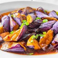 Eggplant With Garlic Sauce · Includes sauce on the side and steamed rice. mild hot and spicy.