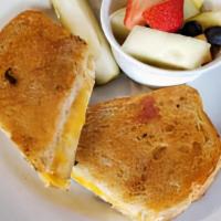 3 Cheese Melt · Vegetarian. A blend of cheddar, swiss, and pepper jack cheese served on sourdough toast. 710...