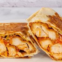 Buffalo Wrap · Wrapped in plain or whole wheat tortilla and served with French fries. With lettuce, tomato,...