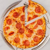 Cheese Pizza · Shredded Mozzarella cheese and tomato sauce.
