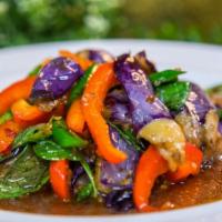 Eggplant With Yellow Sauce** · Spicy. Eggplant stir fried with Thai spices and yellow bean sauce