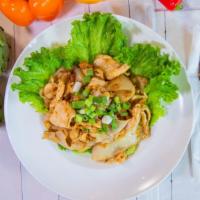 Chicken With Rice Noodles · Fresh rice noodles stir fried with chicken, egg and scallions
