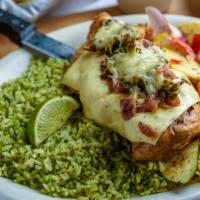 Chihuahua Chicken · Char-grilled chicken breast, roasted poblano pepper, bacon, and monterey jack cheese. Served...