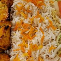 2 Chicken Tikka · Served with rice, salad, and bread.