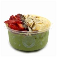 Pacific- Green Bowl* · Kale blend topped with blueberry flax granola, banana, strawberry, chia seeds, sliced almond...