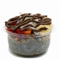 Chia Tella- Chia Bowl* · Chia pudding topped with blueberry flax granola, banana, strawberry, coconut flakes, and nut...
