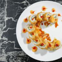 Heart Attack Roll · RAW FISH (Tuna) - Spicy tuna, cream cheese, avocado, & jalapeno.  Deep fried and topped with...