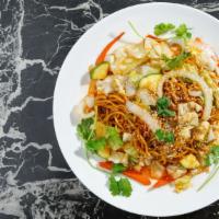 Vegetable Yakisoba · Chopped zucchini, onion, carrot, & cabbage stir fried with wheat noodles.
