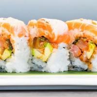 Alex Roll · Yellowtail, sriracha, avocado and chives. Topped with torched salmon and ponzu sauce sauce. ...