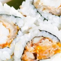 Cajun Roll · Spicy fried crawfish inside rolled uramaki style, wrapped with sesame seeds on top.