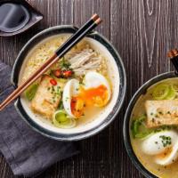 Miso Tofu Ramen · Classic chicken, pork bone and beef broth. Your choice of chicken or pork chashu, or tofu, a...