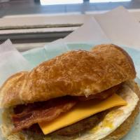 Everything Croissant
 · Bacon, sausage, egg, and cheese.