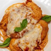 Parmigiana · Fried and topped with tomato sauce & mozzarella.