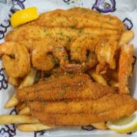Seafood Platter · 5pc of katfish , 12pc of shrimp served with 2 large fries