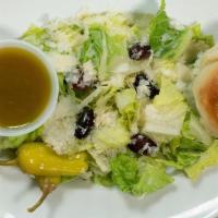 Italian Salad · Romaine, Kalamata Olives, Pepperoncinis, Parmesan, Shallot Vinaigrette Dressing