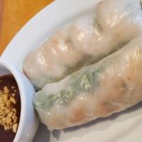Fresh Summer Rolls (2 Rolls) · Shrimp, vermicelli, bean sprouts and lettuce wrapped in rice paper served with peanut sauce.