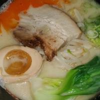 Tonkotsu Classic Ramen · Pork and miso based soup with wavy noodle, chashu, green onions, nori, corns, bamboo shoot, ...