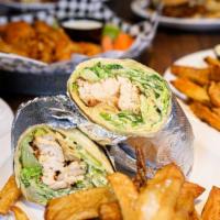 Chicken Caesar Wrap · Grilled chicken, Romaine Lettuce, Caesar Dressing, and Parmesan. Cheese, rolled in a Flour T...