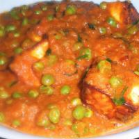 Mattar Paneer · Homemade cottage cheese cubes and green peas cooked in mild creamy sauce.