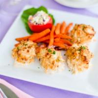 Stuffed Shrimp · With Jumbo Lump Crab Meat, Lemon Butter, Coleslaw, and Sweet Potato Fries.