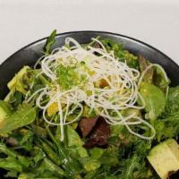 House Salad · Seasonal Greens, Avocado, Daikon Radish w/ Carrot & Ginger Dressing