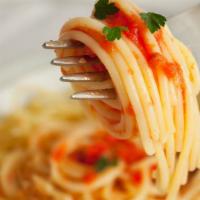 Spaghetti With Marinara Sauce · With marinara sauce.