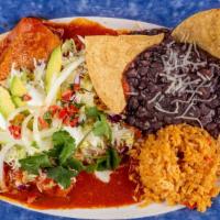 Enchiladas Veracruz · Choose from either: chicken, beef, carnitas, pastor, cheese or vegetarian topped with Ortega...