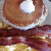 Combo Platter 3 Pancakes · 2 eggs with choice of bacon, ham or sausage.